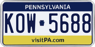 PA license plate KOW5688