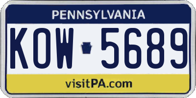 PA license plate KOW5689