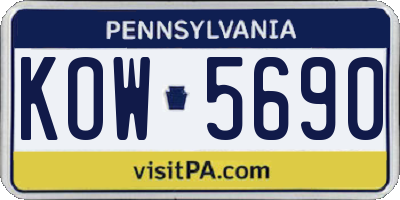PA license plate KOW5690