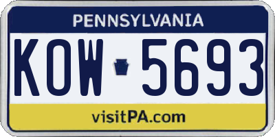 PA license plate KOW5693