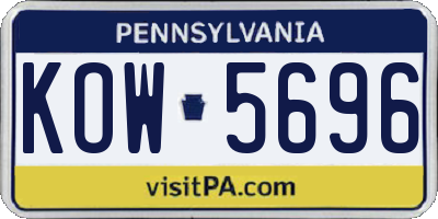 PA license plate KOW5696