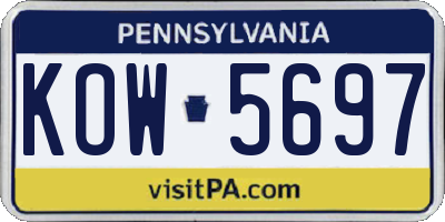 PA license plate KOW5697