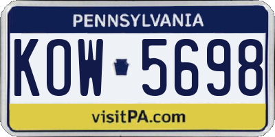 PA license plate KOW5698