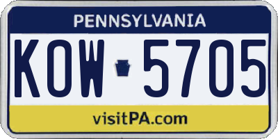 PA license plate KOW5705