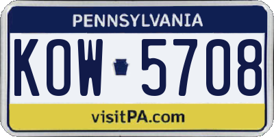 PA license plate KOW5708