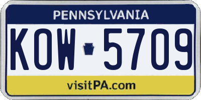 PA license plate KOW5709