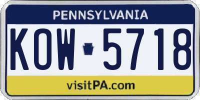 PA license plate KOW5718