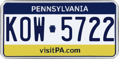 PA license plate KOW5722