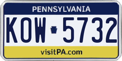 PA license plate KOW5732