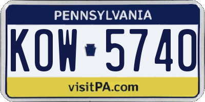 PA license plate KOW5740
