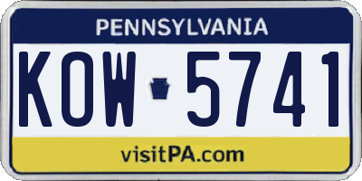 PA license plate KOW5741