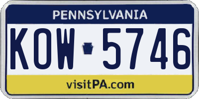 PA license plate KOW5746
