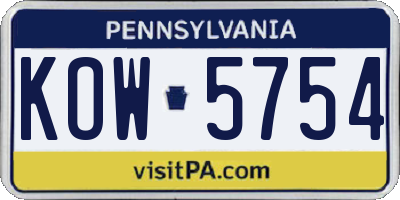 PA license plate KOW5754