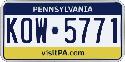 PA license plate KOW5771
