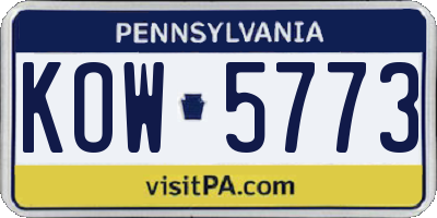 PA license plate KOW5773