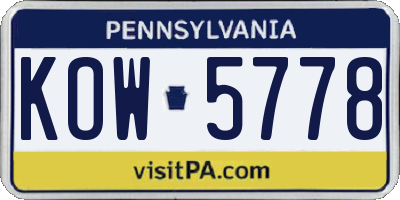 PA license plate KOW5778