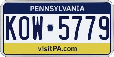 PA license plate KOW5779
