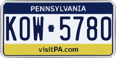 PA license plate KOW5780