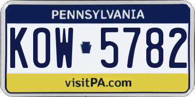 PA license plate KOW5782