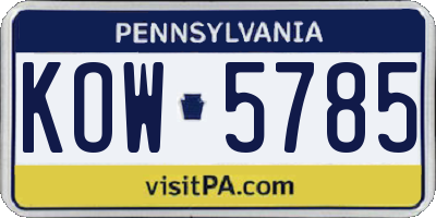 PA license plate KOW5785