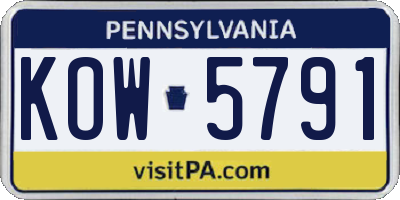 PA license plate KOW5791