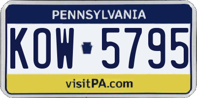 PA license plate KOW5795