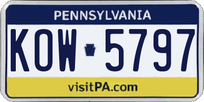 PA license plate KOW5797