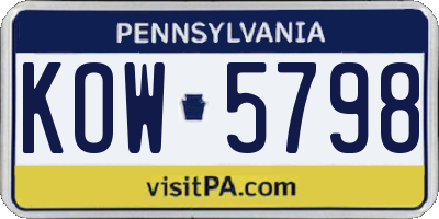 PA license plate KOW5798