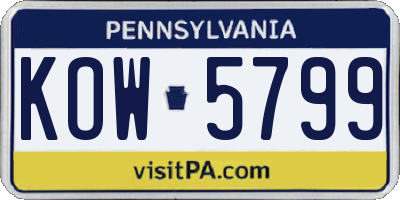PA license plate KOW5799