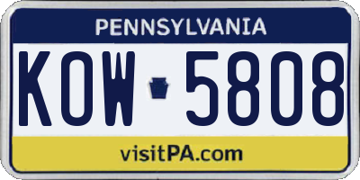 PA license plate KOW5808