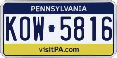 PA license plate KOW5816