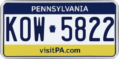 PA license plate KOW5822