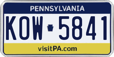 PA license plate KOW5841
