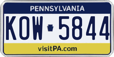 PA license plate KOW5844