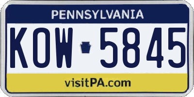 PA license plate KOW5845