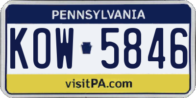 PA license plate KOW5846
