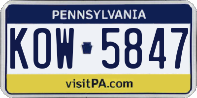 PA license plate KOW5847