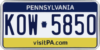PA license plate KOW5850