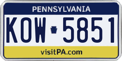 PA license plate KOW5851