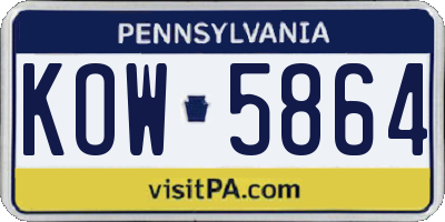 PA license plate KOW5864