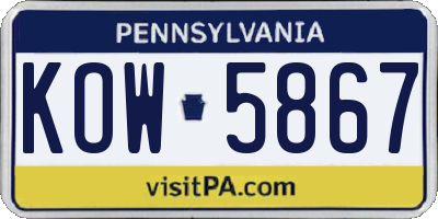 PA license plate KOW5867