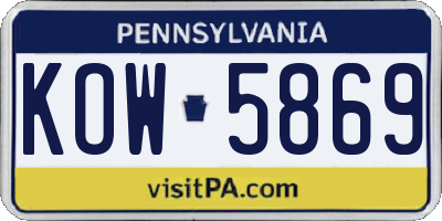 PA license plate KOW5869