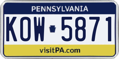 PA license plate KOW5871