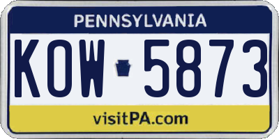 PA license plate KOW5873