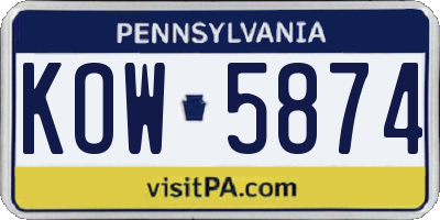 PA license plate KOW5874