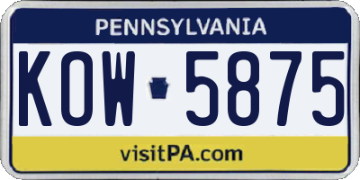 PA license plate KOW5875