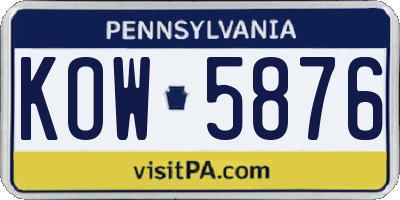 PA license plate KOW5876