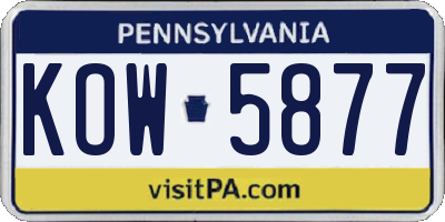 PA license plate KOW5877