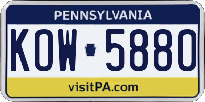 PA license plate KOW5880