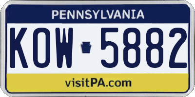 PA license plate KOW5882